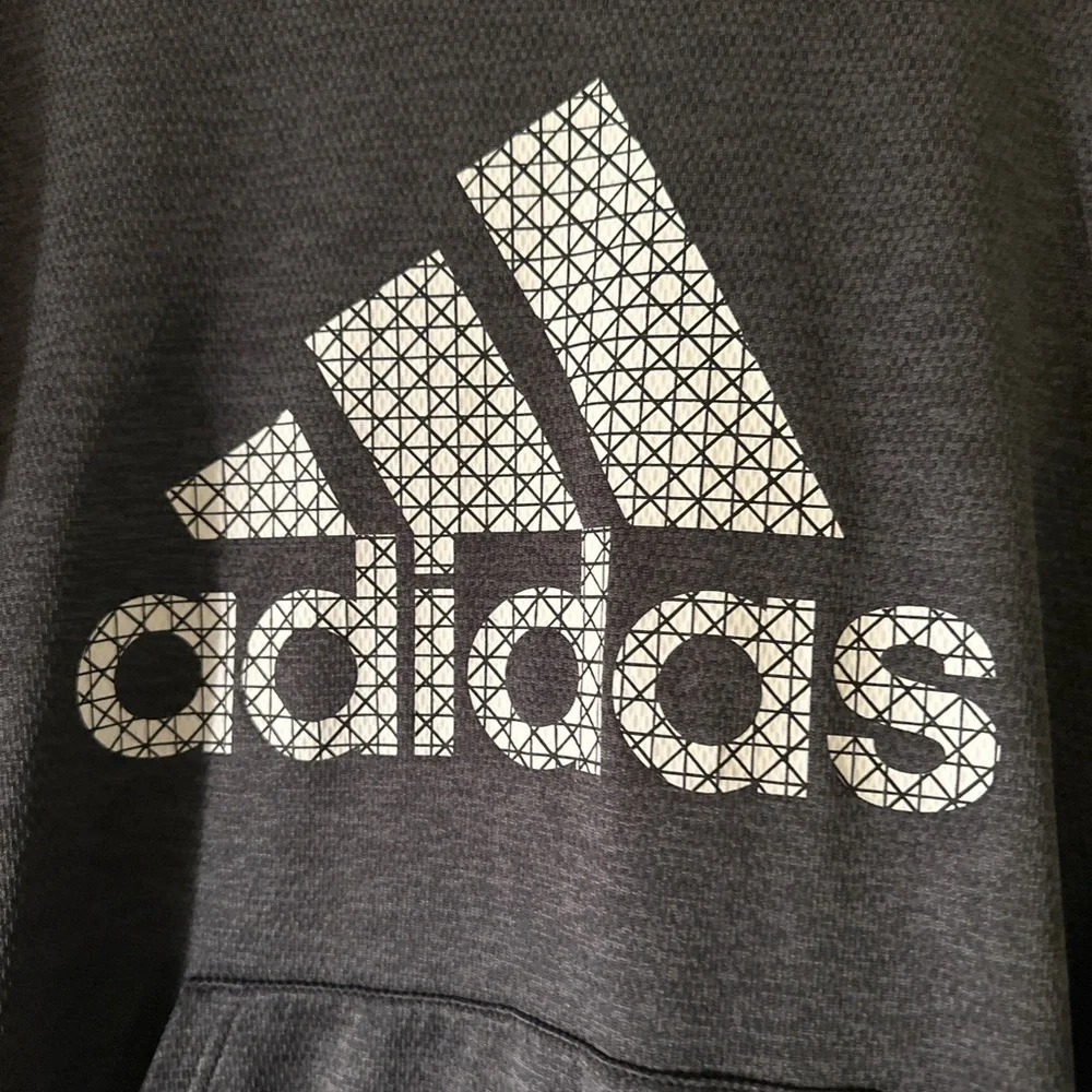 Adidas Men’s Climawarm Hoodie Gray Pullover Logo Sweatshirt Size L